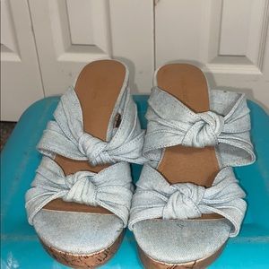 Light Blue Wedged Sandals